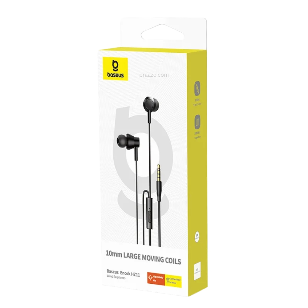 Baseus HZ11 Wired Earphone Mic Black Black Color