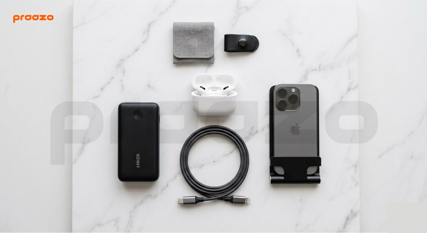 High-quality mobile accessories and gadgets on a clean marble surface - Praazo