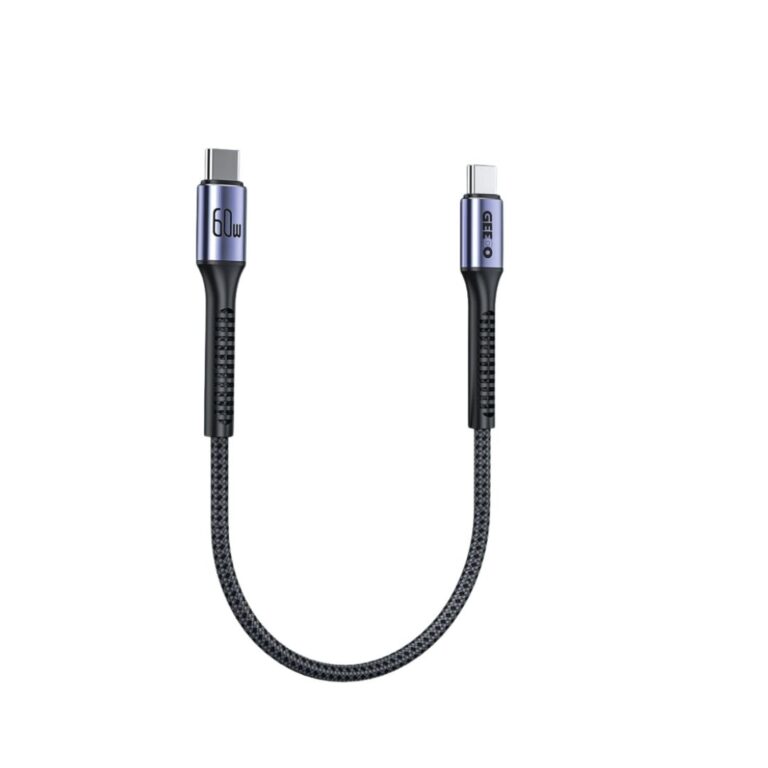 Official GEEOO DC21 60W Type-C to Type-C fast charging short data cable with reinforced joints.
