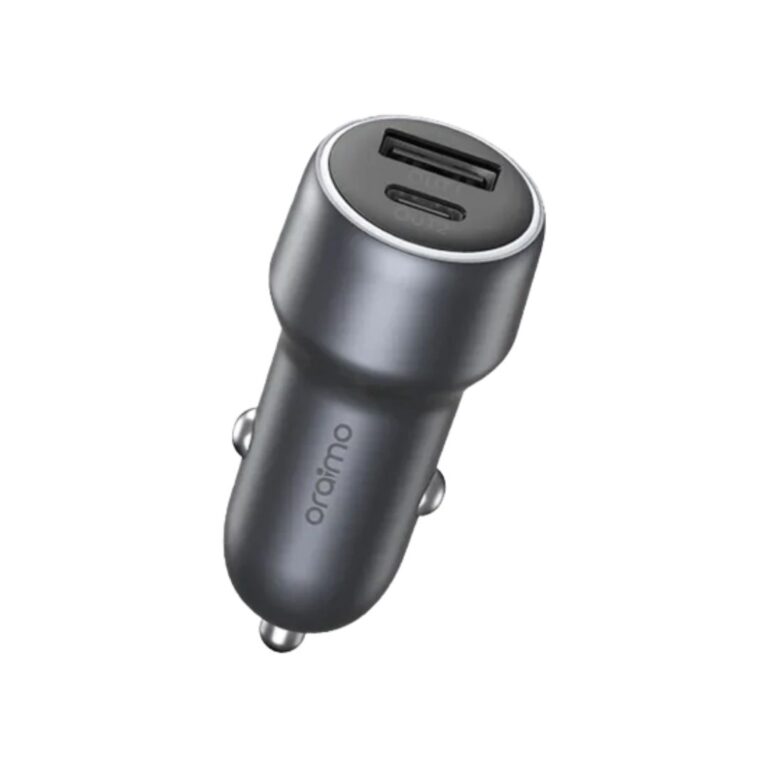 Premium Oraimo Bullet 48 OCC-73D heavy duty dual port 48W fast charging car charger adapter.