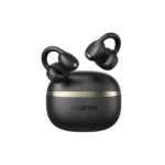 Premium Oraimo OpenSnap OPN-373 clip-on open-ear true wireless earbuds sitting inside their charging case.