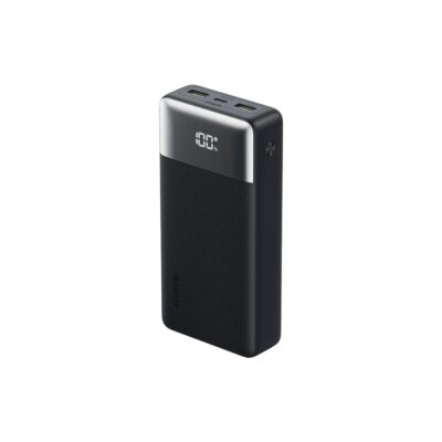 Black Oraimo PowerNova Q21 20000mAh fast charging power bank with digital percentage display.