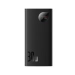 Premium Baseus Adaman 2 10000mAh power bank showcasing the durable aluminum shell, circular digital display screen, and triple output interface layout.