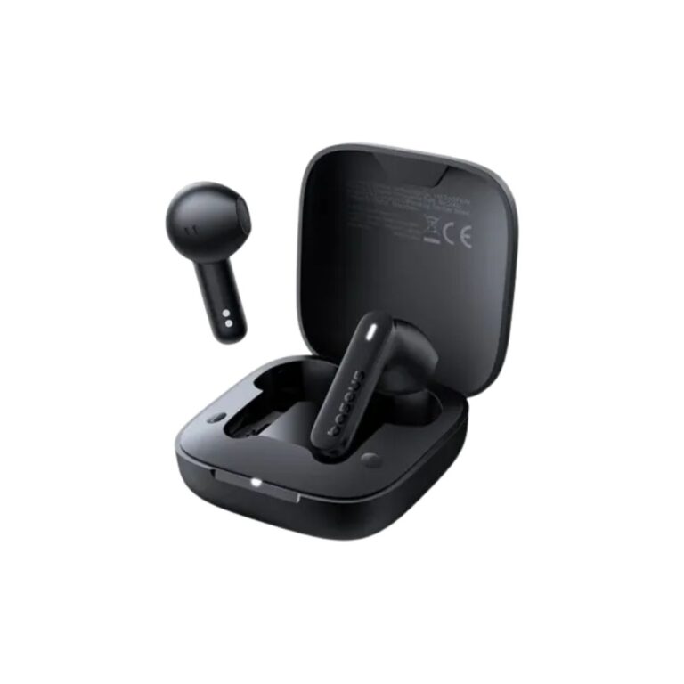 Official Baseus Bowie E16 IPX4 waterproof true wireless TWS earbuds inside their compact matte charging case showing the earbud stem layout.