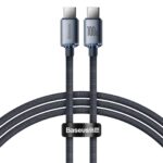 Premium Baseus Crystal Shine Series 100W USB to Type-C fast charging data cable with a tightly woven braided jacket and high-gloss translucent connector design.