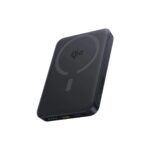 Premium Baseus EnerFill FM12 Qi2 magnetic power bank showcasing the slim travel-ready casing, magnetic wireless induction pad, and USB-C port framework.