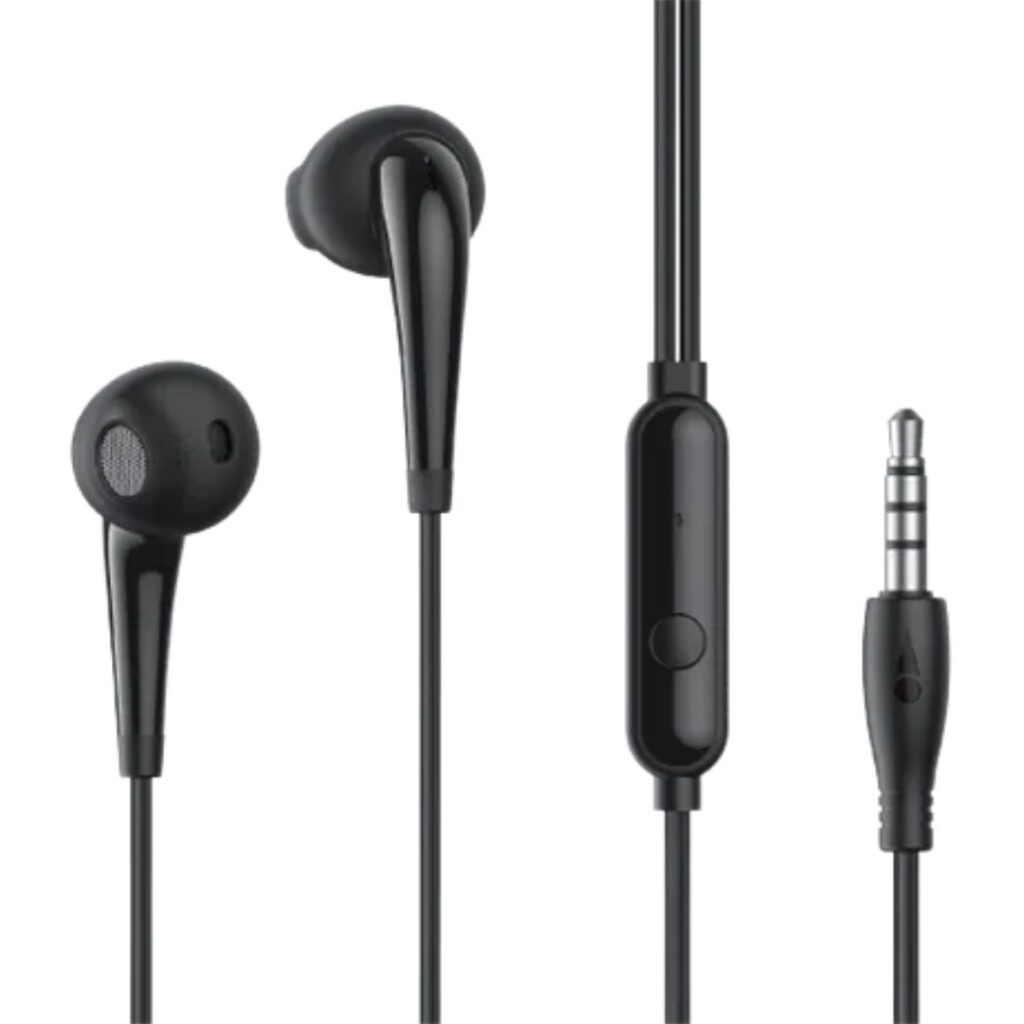 Premium Oraimo bass stereo 3.5mm wired in-ear earphone with ergonomic ear tips and in-line controller.