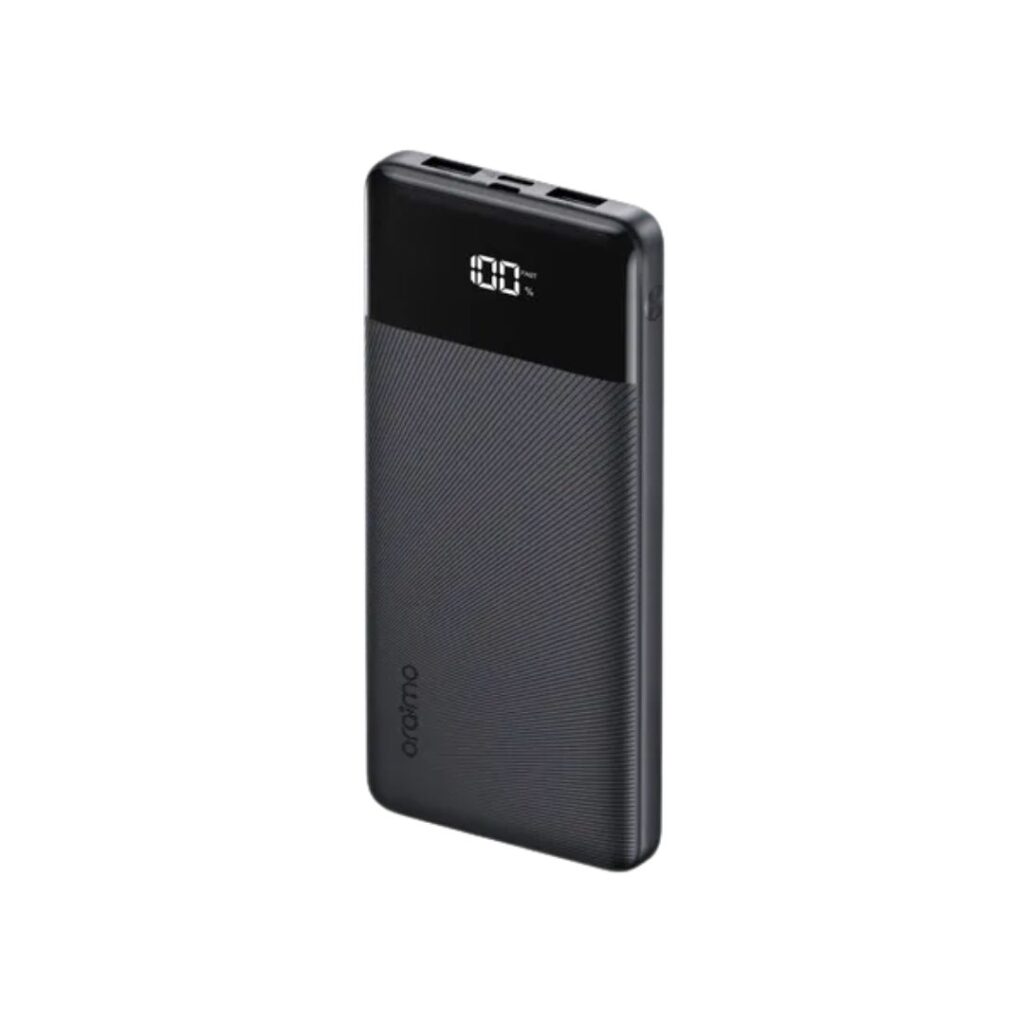 Premium Oraimo PowerFlow OPB-7100Q ultra-slim fast charging portable power bank with status indicators.