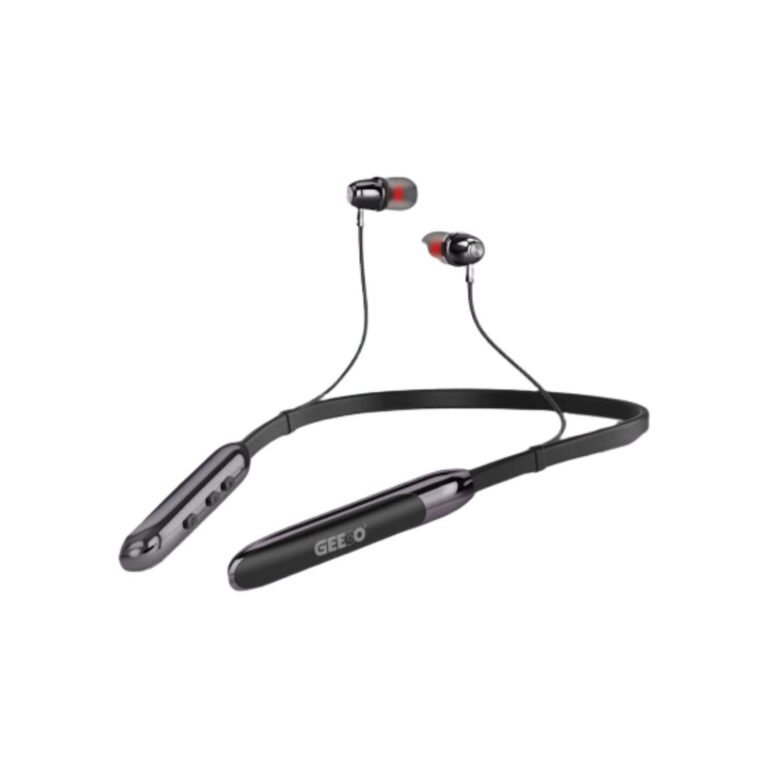 Official GEEOO BL180 X-Bass dual battery wireless neckband headphone with ergonomic flexible collar band.