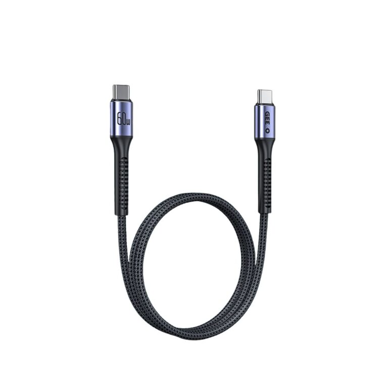 Official GEEOO DC26 1-meter 60W Type-C to Type-C fast charging data cable with reinforced joints.