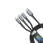 Official GEEOO DC305 super fast 3-in-1 charging cable with Type-C, Lightning, and Micro-USB connectors.
