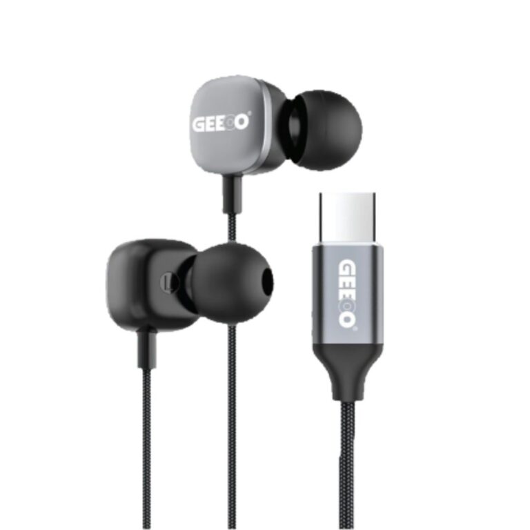 Official GEEOO TC600 Type-C Digital Audio wired earphone with dynamic sound chamber and in-line remote.
