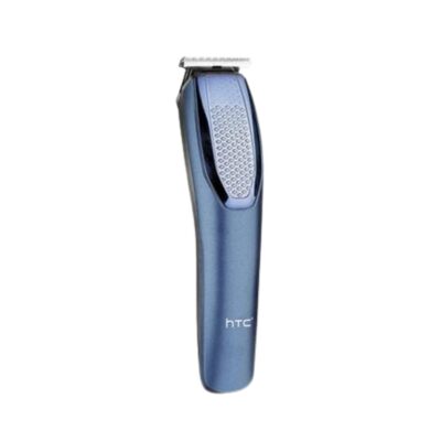 Blue HTC AT-1210 rechargeable cordless hair trimmer and beard shaver for men with premium stainless steel blades