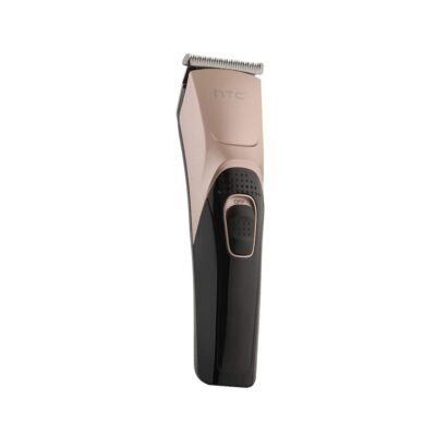 Black and gold HTC AT-228 rechargeable cordless hair and beard trimmer for men with skin-friendly stainless steel blades