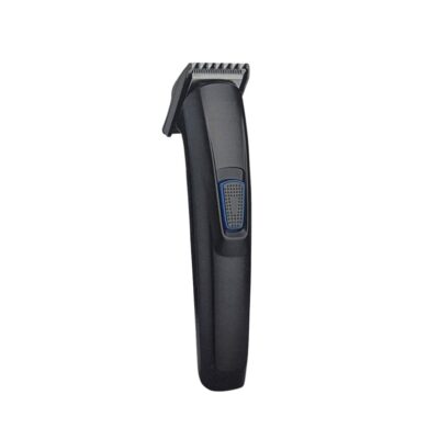 Matte black HTC AT-522 rechargeable cordless hair and beard trimmer for men with a skin-friendly alloy steel blade and an LED battery indicator