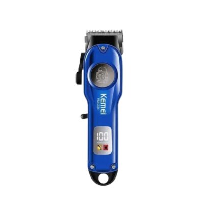 Transparent housing Kemei KM-234 cordless hair clipper and beard trimmer for men with a gold carbon steel T-blade and an LED digital power display