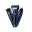 Black Kemei KM-6330 3-in-1 rechargeable cordless grooming kit with interchangeable hair clipper, nose hair trimmer, and foil shaver attachment heads