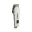 White and silver Kemei KM-809A professional rechargeable electric hair clipper and beard trimmer for men featuring a side adjustable taper lever and a smart LED digital display