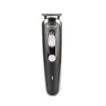 Black Kemei KM-9030 titanium blade cordless trimmer and hair clipper for men featuring a gold titanium-alloy rotating adjustment wheel and a silver Pd alloy motor