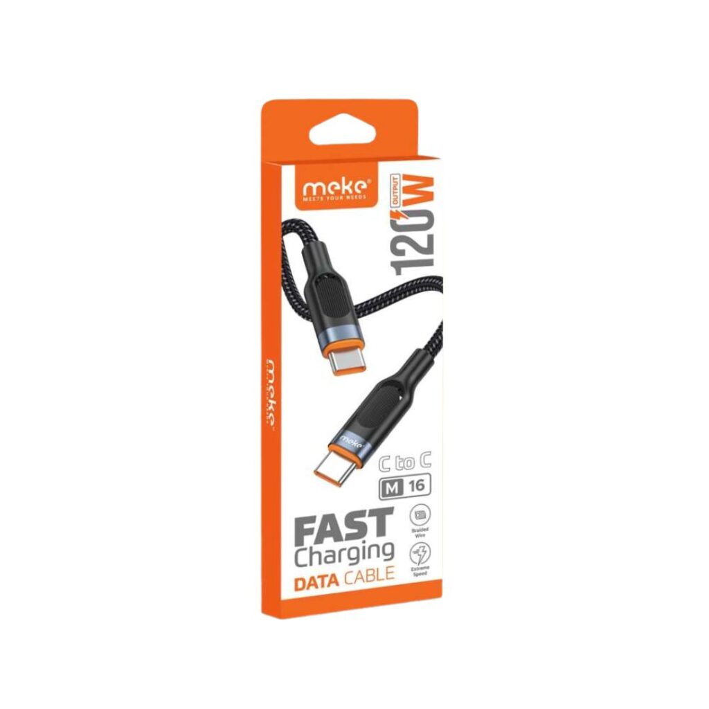 Official MEKE M16 1-meter 120W Type-C to Type-C premium braided ultra fast charging data cable.