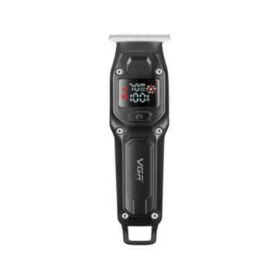 Black VGR V-964 professional rechargeable electric hair clipper and beard trimmer for men with self-sharpening carbon stainless steel blades and a smart LED digital display