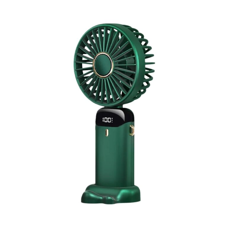 Praazo 5-speed foldable neck hanging fan and handheld mini fan with digital display for hands-free cooling in Bangladesh.