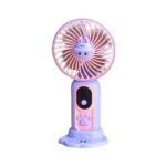 Praazo cute character USB hand fan for kids with mobile stand and charging cable in BD.