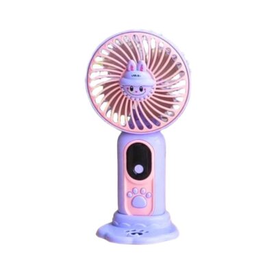 Praazo cute character USB hand fan for kids with mobile stand and charging cable in BD.