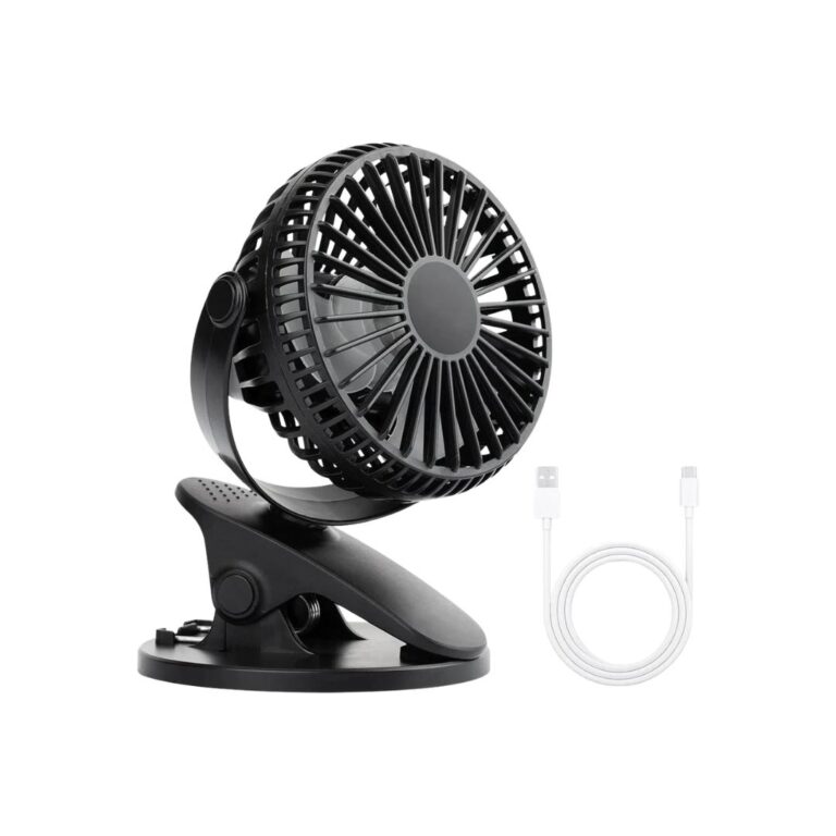 Praazo portable USB rechargeable mini clip fan and table fan for office monitors and baby strollers in Bangladesh.